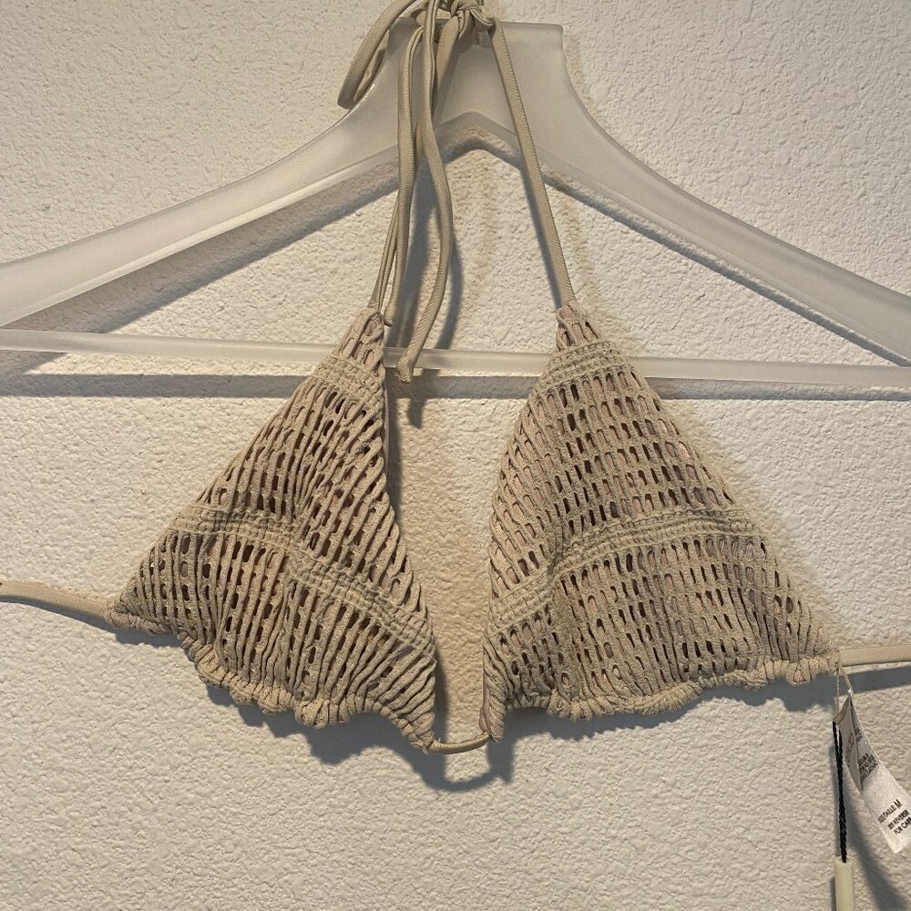Peixoto Fifi Bikini Top‎ Size M Tan Crochet Swim Top NWT